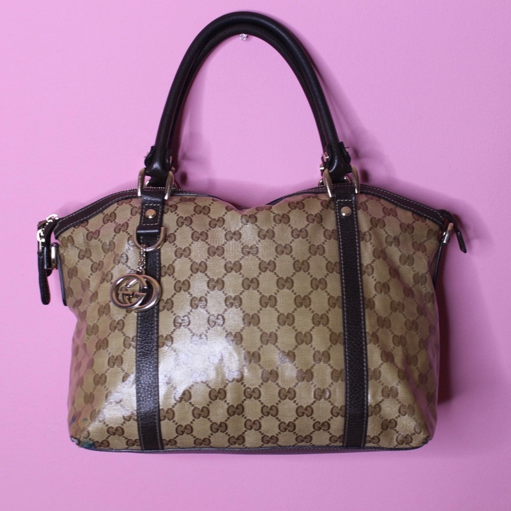 Gucci GG Monogram Ladies Crystal Shoulder Bag